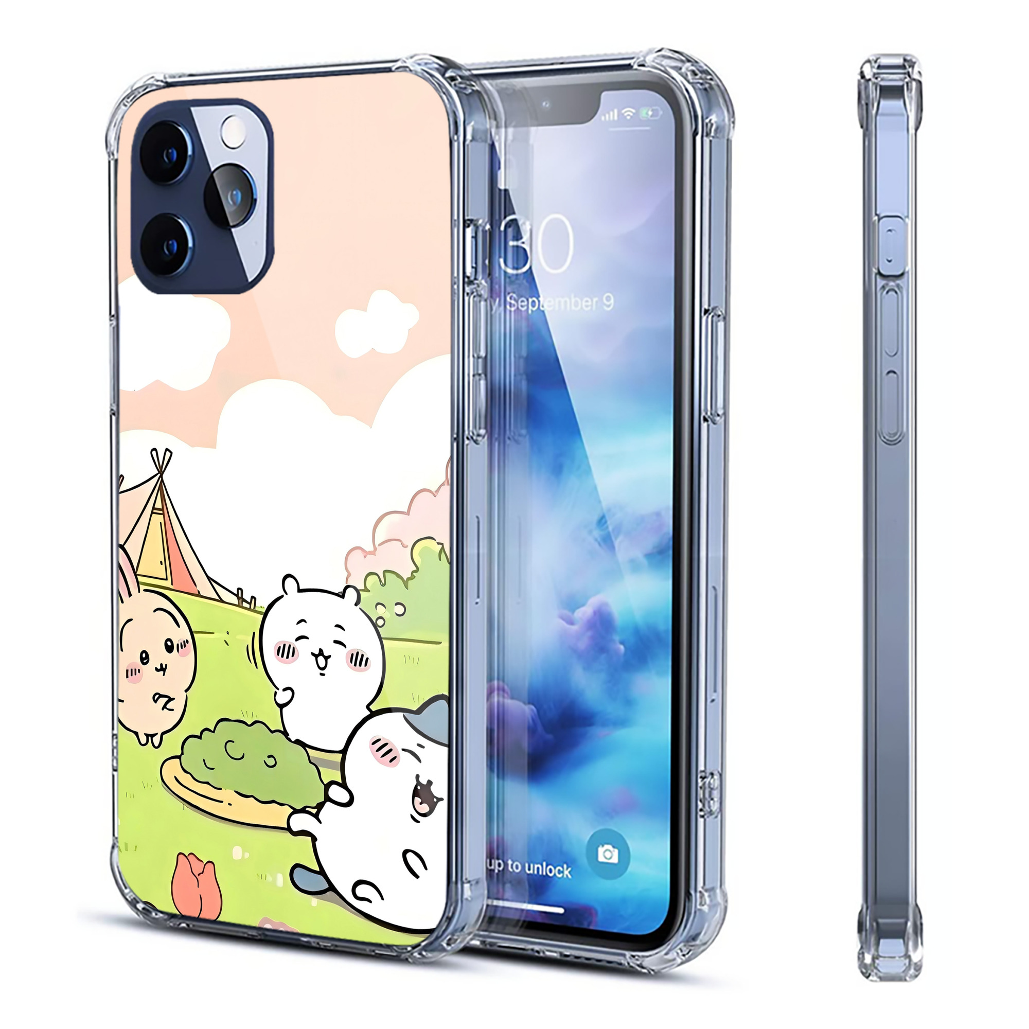 （画像用） ちいかわ Chii-kawa 【iPhone 12シリーズ対応】透明スマホケース（クリアソフトケース）